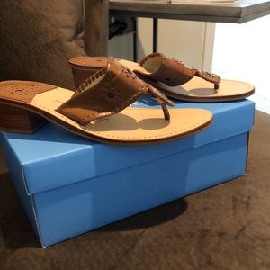 Jack Rogers Mid-Heel Thong Sandals Brown (NWOT)